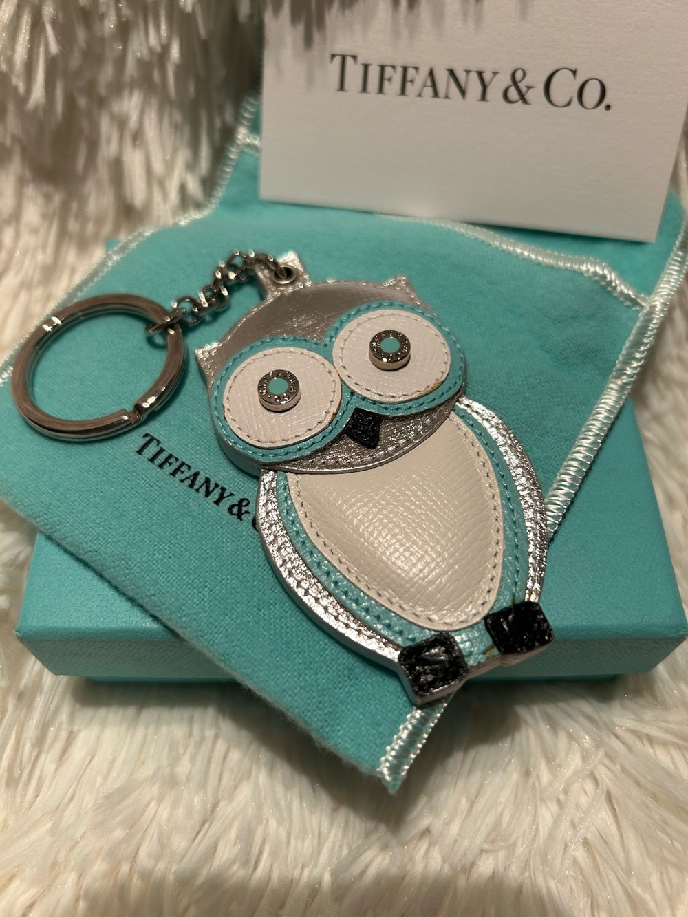 Tiffany & Co. Leather Owl Keychain